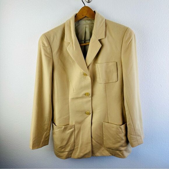 Tan Cashmere Wool Lined Jacket Women’s Size 12 Tag Is Cut - Picture 1 of 3
